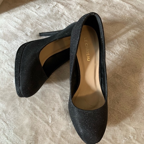 Sparkly Le Chateau  blueish black heels - Picture 2 of 7